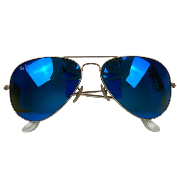 RAY BAN RB3025 Polarized Large Aviator Sunglasses Gold with Blue Lenses - Picture 15 of 16